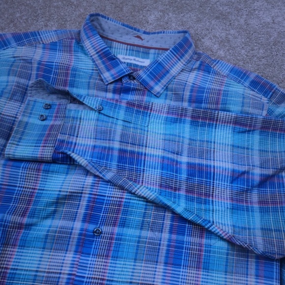 Casual Blue Plaid Long-Sleeve Men’s Shirt - Picture 3 of 5